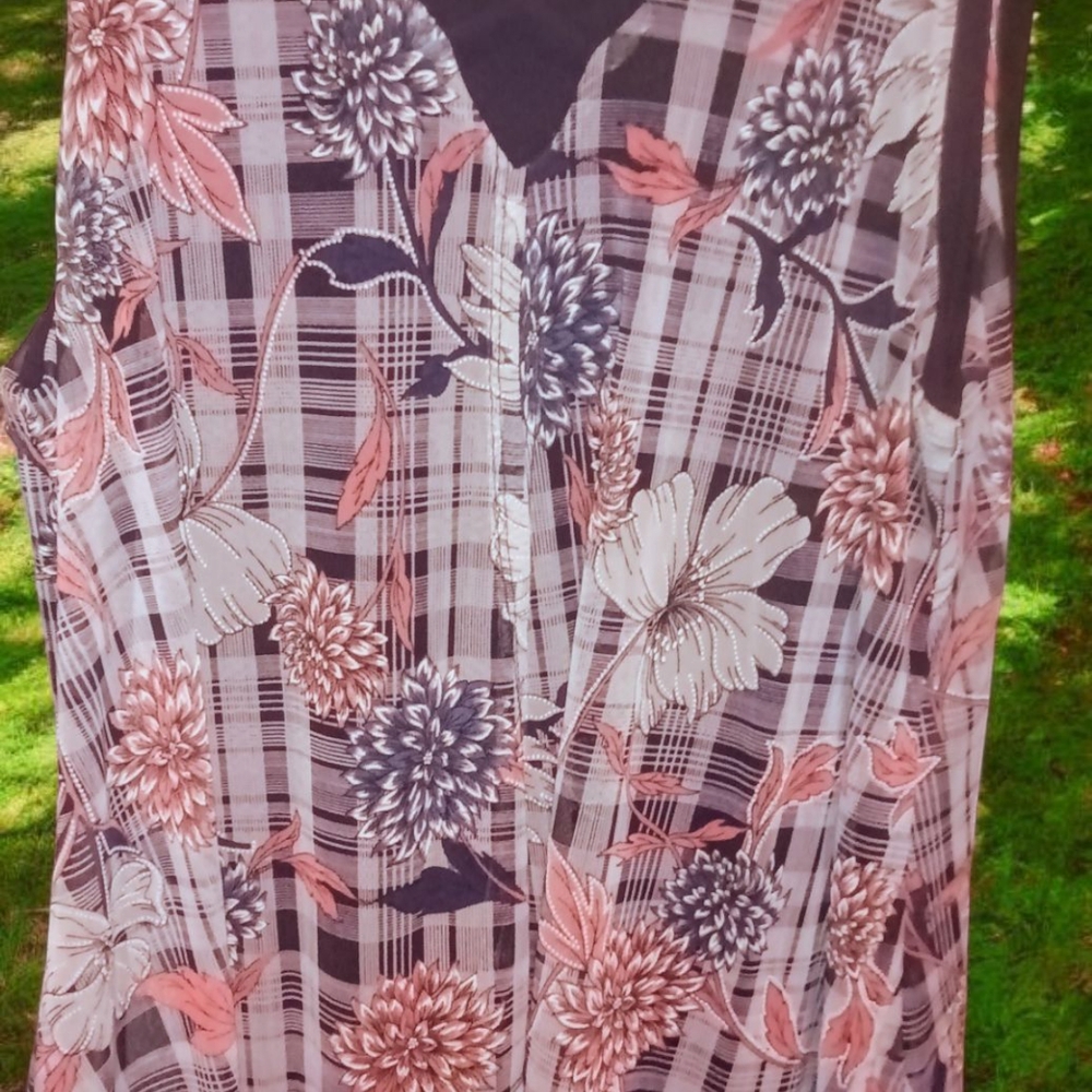 Floral Plaid Women's Top